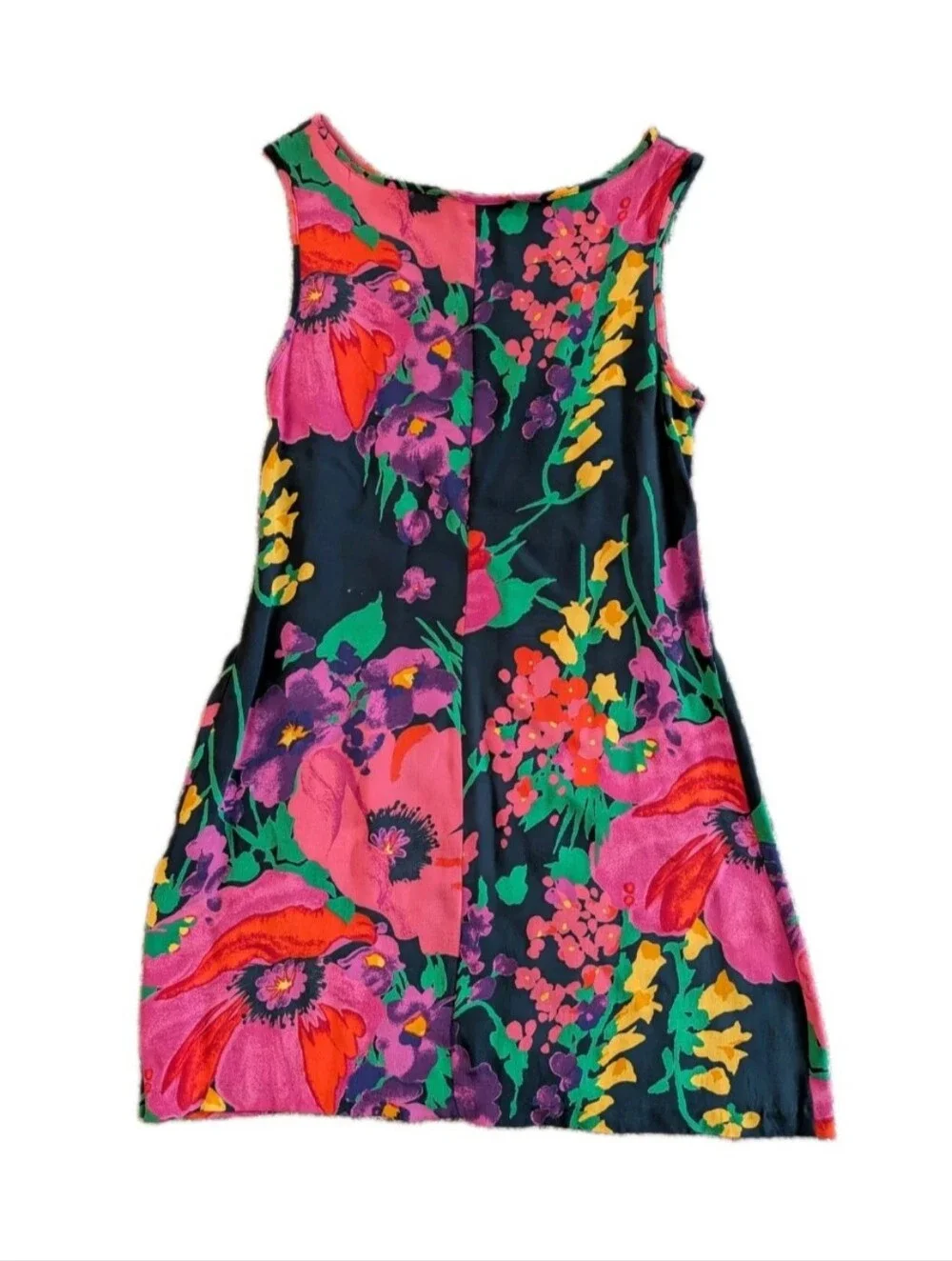 Betsey Johnson Black Mini Dress with Pink & Red Floral Print